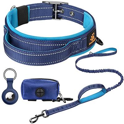  Ladoogo Reflective Dog Collar Padded with Soft Neoprene  Breathable Adjustable Nylon Dog Collars for Small Medium Large Dogs (Medium  (Pack of 1), Blue Collar+Leash) : Pet Supplies