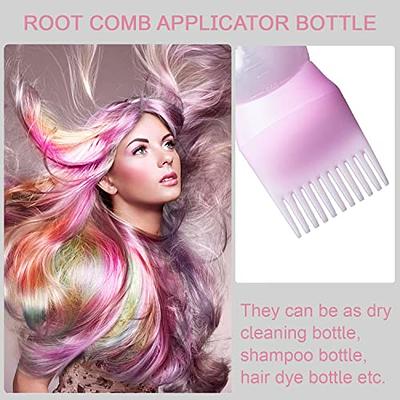 Cosywell Root Comb Applicator Bottle 6 Ounce Hair Dye Applicator Brush 3 Pack for Hair Root Comb Color with Graduated Scale(Pink White Purple)