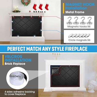 2 PCS Fireplace Cover - Magnetic Fireplace Blanket for Heat Loss,Indoor  Fireplace Draft Stopper Save Energy,Insulation for Summer & Winter - Stops
