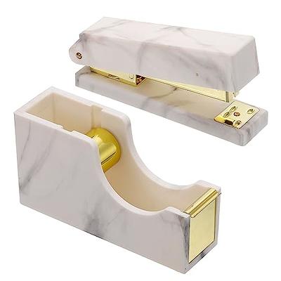 PATIKIL Stapler and Tape Dispenser Set, 1 Set Cute Stapler Tape Dispenser  Desk Weighted Marble Tape Cutter Heavy for Tape Office Women Desktop, Gold  - Yahoo Shopping