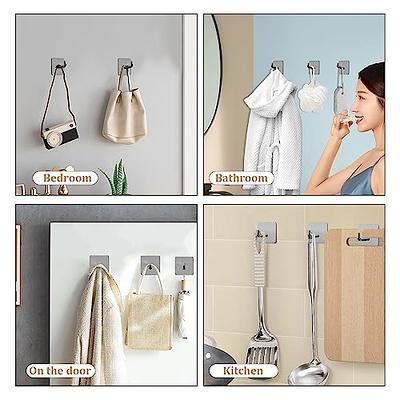 Rise age Adhesive Hooks, Waterproof in Shower Hooks for Hanging Loofah  Sponge Towels for Bathroom Brush Nickel Removable Stick on Hooks Heavy Duty  Stainless Steel Adhesive Wall Hook 4 Pcs (Sliver) 