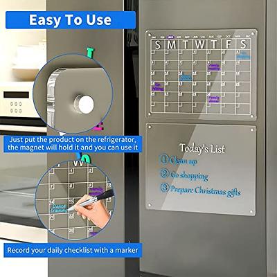 Acrylic Magnetic Calendar for Fridge,16x12 Clear Dry Erase Monthly  Calendar Board for Refrigerator with 6 Colorful Highlight Markers,Magnetic  Pen Holder and Magnetic Eraser - Yahoo Shopping