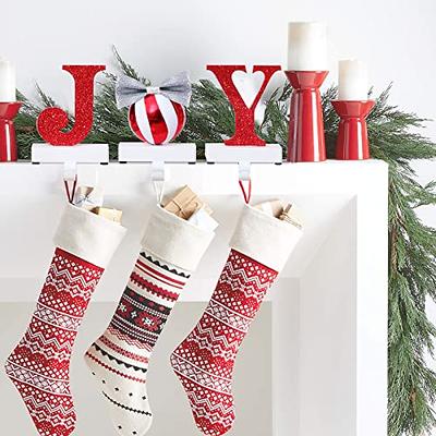 UNIQOOO Candy Cane JOY Christmas Stocking Holders, Large 3Pcs Mantel Hook  Set, Base Pads, Ribbons, Holds 2 Lb, Red Glitter Foiled Letters, Xmas  Fireplace Decoration Stocking Hangers for Garland Wreath - Yahoo Shopping