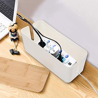  Cable Management Box with Bamboo Lid, Black Cable Box Small  Cord Hider Box Cord Organizer Box to Conceal Surge Protector,  Desk/TV/Computer Wires, Power Strip Box Cord Management Box for Tidy Space 