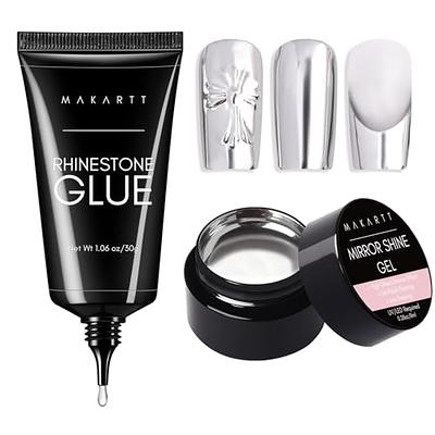 Makartt Nail Rhinestone Glue Gel with Poly Nail Gel Kit Bundle, 1.06oz  Super Strong Nail Gem Glue Gel for Nail, Clear Pink Poly Nail Gel Nail