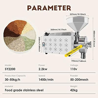 CGOLDENWALL Commercial Stainless steel Spice and Herb Grinder Industrial  Electric Peppe Grain Mill Soybean Grain Food Grinding Machine 33-110 Pounds  per hour (Voltage: 110V) - Yahoo Shopping