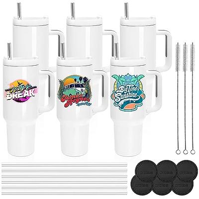 Amgkonp 6 Pack 12OZ Sublimation White Blank Straight Tumblers for  Kids,Stainless Steel Double-Wall Vacuum Cups with Lids,Metal  Straws,Individually