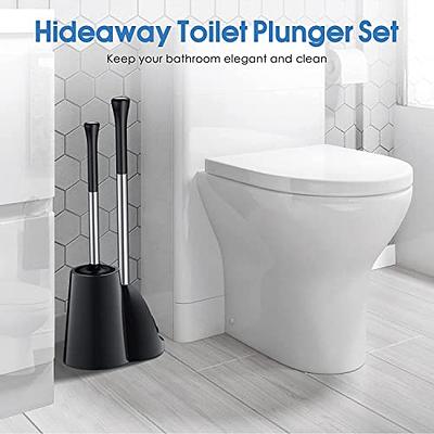 OXO Good Grips Bathroom Hideaway Toilet Brush and Plunger Combination Set,  White 