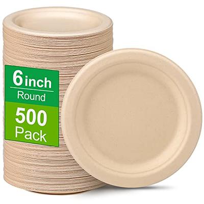 ECOLipak 200 Pack Compostable Paper Plates, 8 inch Paper Plates