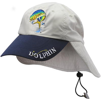 Just Hook 'Em Embroidered Dolphin Fishing Cap with Sun Shield