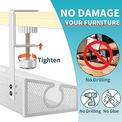 Under Desk Cable Management Tray 1 Pack, Wire Management No Drill