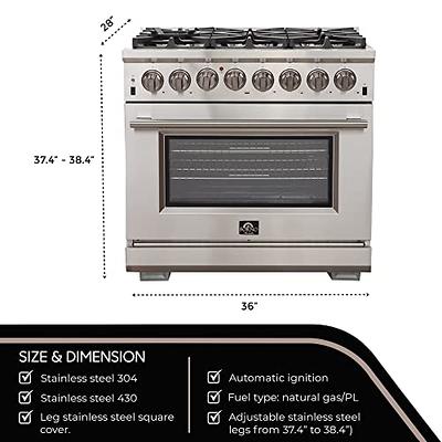 FORNO Capriasca Dual Fuel 36 Inch. Freestanding Range 6 Sealed Brass  Burners Cooktop and 5.36 Cu. Ft. Electric Convection Oven - Stainless Steel  Stove Range Heavy Duty Cast Iron Grates - Yahoo Shopping