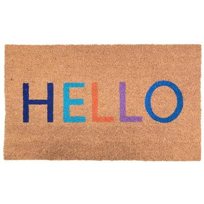 Natural Coir Hello Outdoor Rectangular Doormat 18 x 30