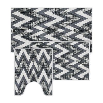 Sussexhome Solid Gray Bathroom Rugs Sets, Shower Rugs with Toilet Rugs U Shaped, Non Slip Bath Mats, Machine Washable Bath Mat