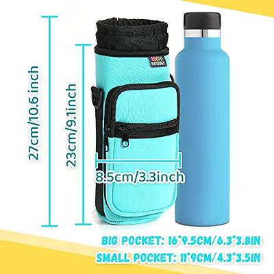 Nuovoware Water Bottle Carrier Bag, Bottle Pouch Holder, Adjustable Shoulder Hand Strap 2 Pocket Sling Neoprene Sleeve Sports Water Bottle Bag for Men