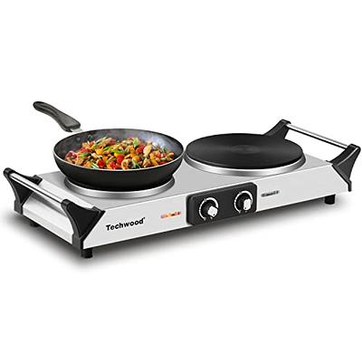 Hot Plate, Techwood Double Burner for Cooking, 1800W Countertop