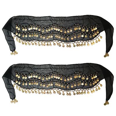 Wuchieal Women's Sweet Bellydance Hip Scarf with Gold Coins Skirts