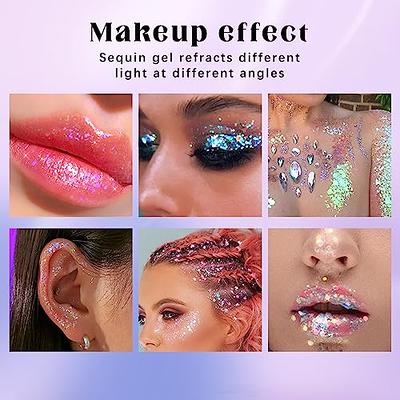 Body Glitter Makeup Set 2Pcs Mermaid Sequins Face Glitter Gel Makeup for  Body Hair Face Nail Eyeshadow Long Lasting Waterproof Liquid Glitter Gel  Total 10 Colors Available (8 RED 2PCS)