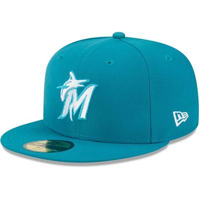 Miami Marlins New Era Green Undervisor 59FIFTY Fitted Hat - Light Blue/Navy