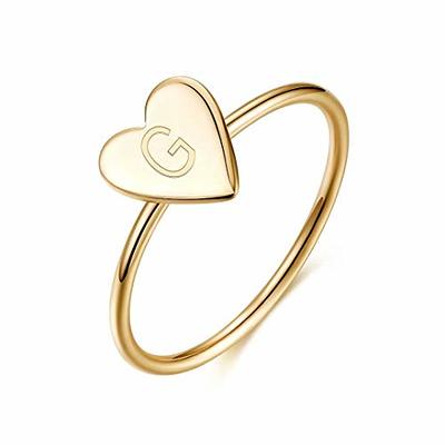 Initial Rings for Girls Women, 925 Sterling Silver Dainty Letter G Initial  Heart Stacking Ring Gold Rings for Women Teen Girls Kids Jewelry Gifts,  Mother's Valentines Day Toddler Gifts for Her 