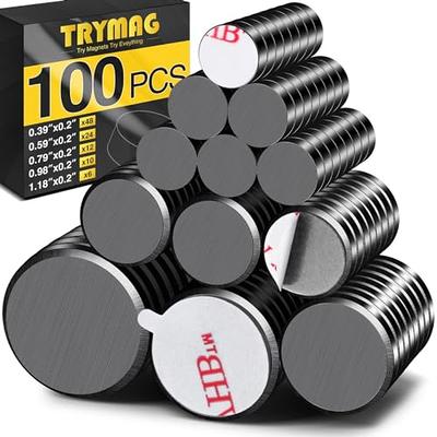 TRYMAG Magnets for Crafts, 5 Different Size, 100Pcs Strong Ceramic Magnets  with Adhesive Backing for Crafts, Small Round Magnets Flat Ferrite Craft  Circle Magnets for Refrigerator, Button, Hobbies - Yahoo Shopping