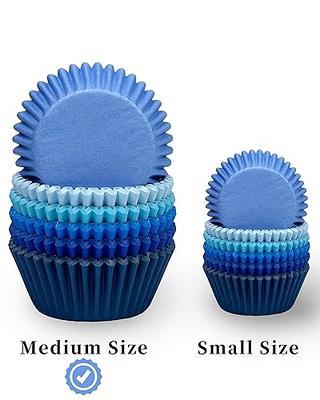 50 Pack Blue and Gold Polka Dot Cupcake Liners Wrappers, Muffin Paper Baking  Cup for Wedding & Birthday