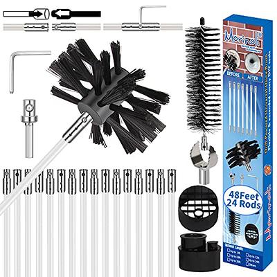 Morinoli 24 Feet Dryer Vent Cleaner Kit, Chrome Button Locking Dryer Vent  Cleaning System, Flexible Dryer Lint Brush Vent Cleaner, Dryer Vent Cleaning  Kit for Drill Attachment, Vacuum & Dryer Adapter 