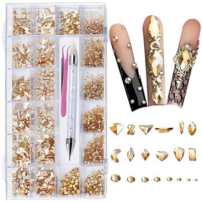 Round Flatback Face Gems Kit (Colorful) for Makeup with Quick Dry Glue +  Brush + Tweezer, Nail Art Rhinestones Mixed Color Iridescent Chameleon  Glass