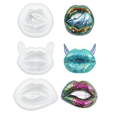 Voyyphixa 3PCS 3D Lips Shape Molds for Epoxy Resin, Mouth Resin