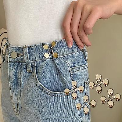 Adjustable Jeans Button Pin，No Need to Sew Jeans Button Needles，Waist Jeans  Button Tightener for Women Man. (Golden) - Yahoo Shopping