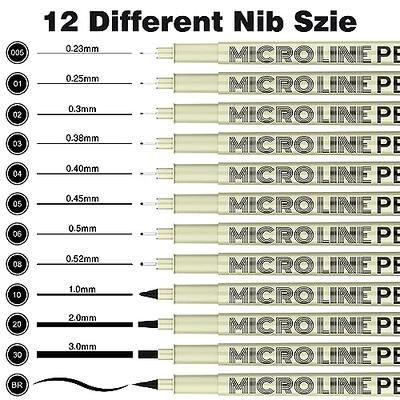 SAKEYR Micro-Pen Fineliner Ink Pens Black: 12 Size Black Micro Pen Set,  Fine Line Art Pens for Artists, Waterproof Archival Inking Fine Liners for