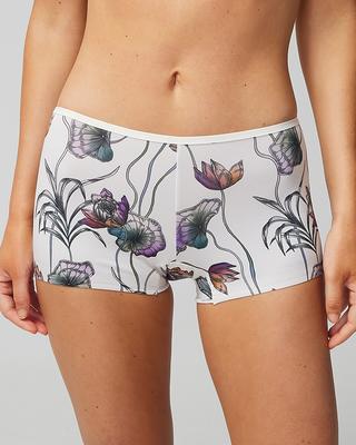 Women's No Show Microfiber Boyshort Underwear in Reflection Floral M Ivory  size Large