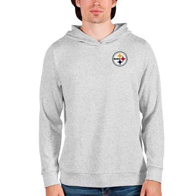 Men's Antigua White Pittsburgh Steelers Victory Chenille Pullover Sweatshirt