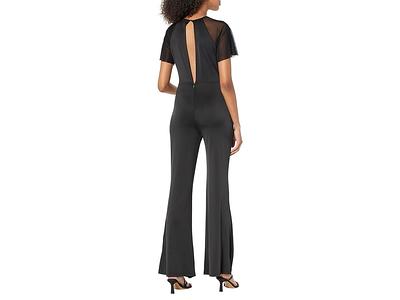 Bebe Mesh Detail Wide Leg Jumpsuit (Jet Black) Women's Jumpsuit & Rompers  One Piece - Yahoo Shopping