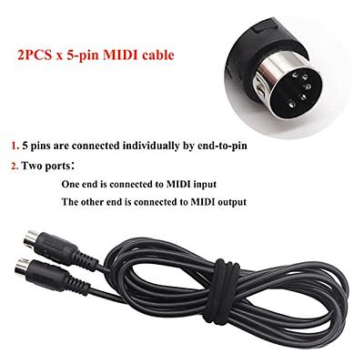 USB MIDI Cable Adapter, USB Type A Male to MIDI Din 5 Pin In-Out Cable  Interface with LED Indicator for Music Keyboard