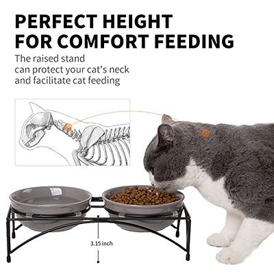 Elevated Cat Food Bowls, Ceramics Dog Cat Water Bowls Stand with No-Spill  Design,3 Adjustable