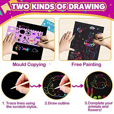 Scratch Paper Art Set For 3 4 5 6 7 Year Old Boy And Girl 50pcs Scratch It  Off Rainbow Magic Paper Craft Kids Age 7 12 And Up Diy Easter Birthday