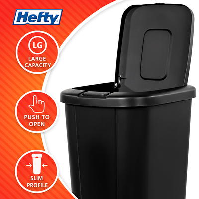 Hefty Black 13.3 Gallon Touch Lid Trash Can