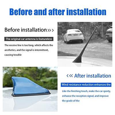 Universal Glossy Black Shark Fin Car Roof Antenna Aerial FM/AM Radio Signal  Kit