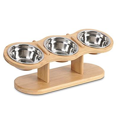 Dog and Cat Bowls Elevated Set - Acrylic Feeder Stand with 2 Set Removable Stainless Steel and Glass Bowls Food and Water Raised Dishes for Small