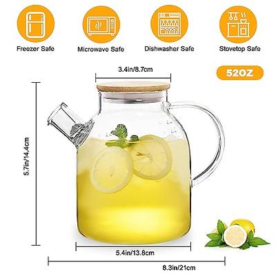 Glass Pitcher Stovetop Safe - Glass Carafe with Removable Filter