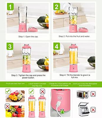 MoKo Portable Blender for Shakes and Smoothies, 21oz Personal Blenders USB  Rechargeable with 6 Blades, Bra Free, 270 Watt Smoothie Blender for Kitchen  Sports Travel Outdoors, Black 