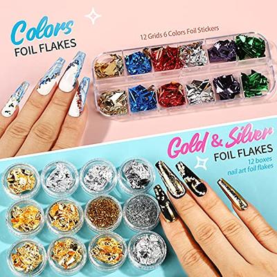 1 SET of 6 Pcs/colors Foil Flakes Glitter Foil Nail Art Aluminum