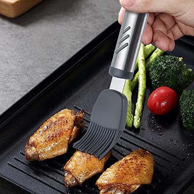 Silicone Basting Brush Set of Two Heat Resistant Long Handle Pastry Brush  for Grilling, Baking, BBQ and Cooking (Black) 
