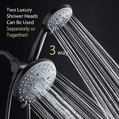 AquaCare High Pressure 8-mode Handheld Shower Head - Anti-clog Nozzles,  Built-in Power Wash to Clean Tub, Tile & Pets, Extra Long 6 ft. Stainless