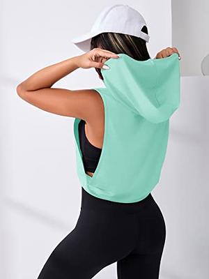 SweatyRocks Women's Sleeveless Workout Top Hooded Activewear Crop Tank Top  Open Side Shirt for Athletic Exercise Running Mint Green S - Yahoo Shopping