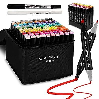 colpart 100 Colors Alcohol Markers Dual Tip Art Markers for Kids Marker  Pens with Pen Holder and Case for Adult Coloring Painting Supplies Perfect  for Coloring, Sketching and Drawing Christmas Gift 