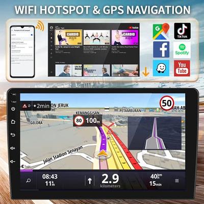  1G+32G Hikity Android Car Stereo 10.1 Inch Double Din Touch  Screen Car Radio GPS Navigation Bluetooth FM Radio Support WiFi Mirror Link  for Android/iOS Phone + Dual USB Input & Backup