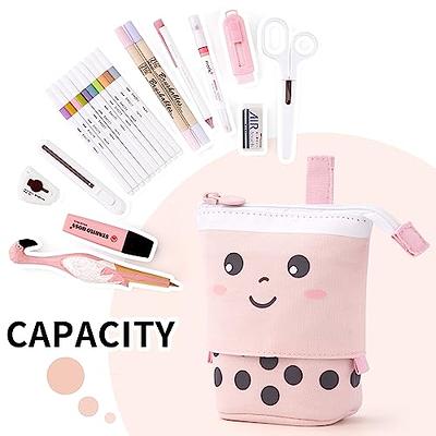 ANGOOBABY Small Pencil Case Student Pencil Pouch Coin Pouch Cosmetic Bag  Office Stationery Organizer for Teen School-Pink