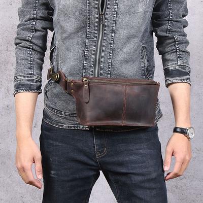 Leather Fanny Pack Mens Crossbody Bag Leather Bum Bag 